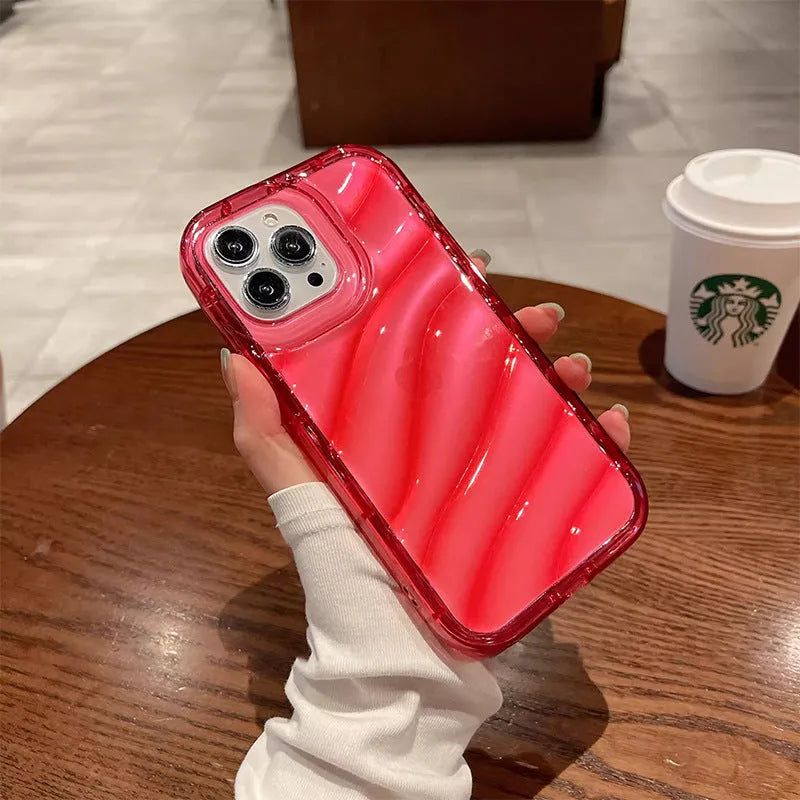 Transparent water ripple silicone phone case for iPhone, shockproof anti-fingerprint design