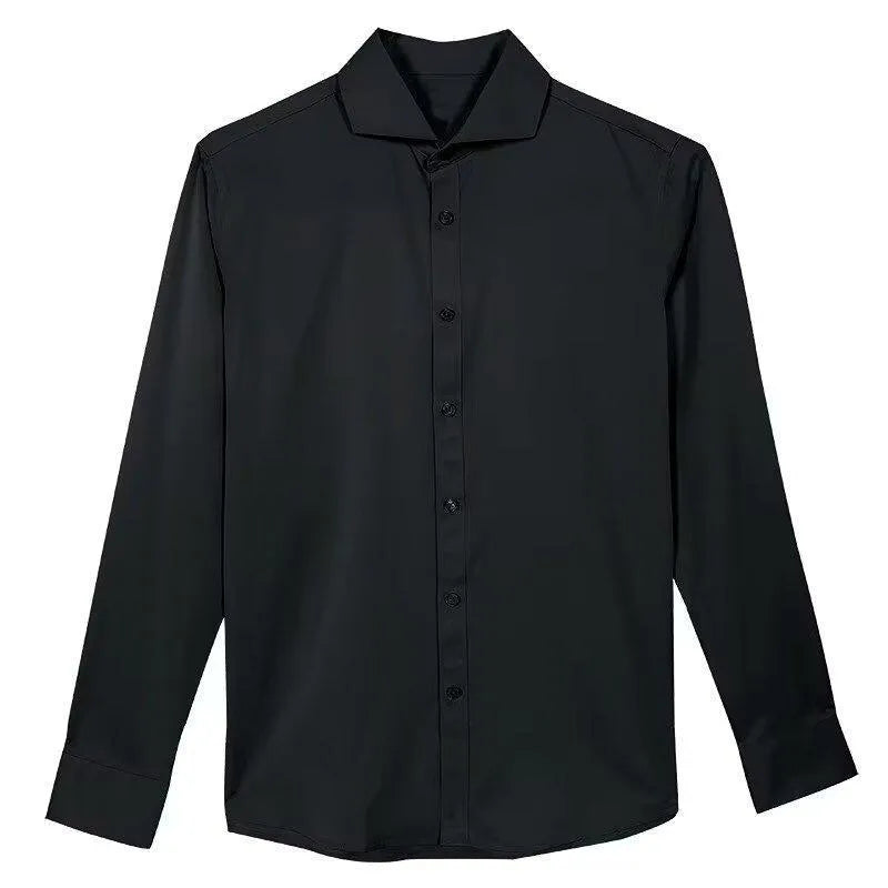 Man wearing a black long sleeve loose fit cardigan in Korean Japanese retro style
