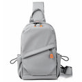 Mens casual single shoulder crossbody bag in waterproof polyester, black and grey colours
