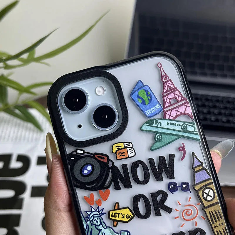 Free Travel acrylic hard phone case in Travel Ticket colour for iPhone models
