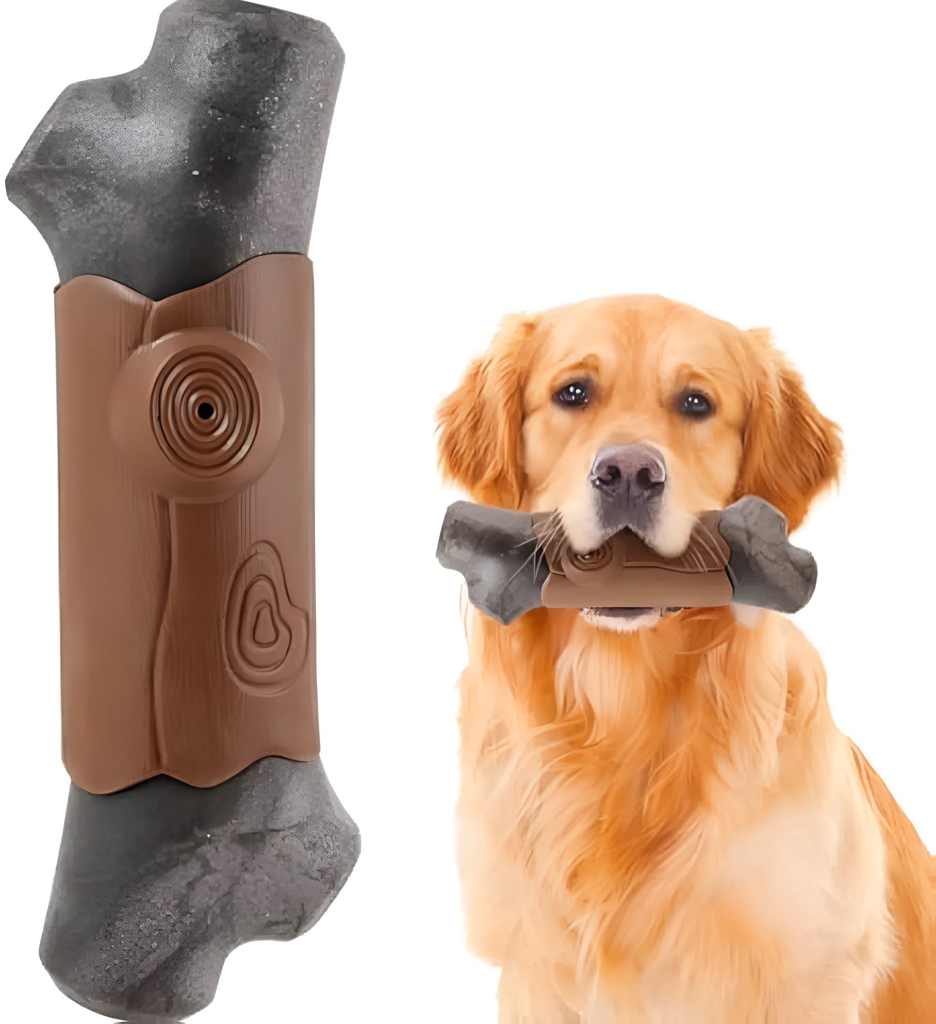 Large bacon-flavoured nylon dog chew toy with squeaker for aggressive chewers