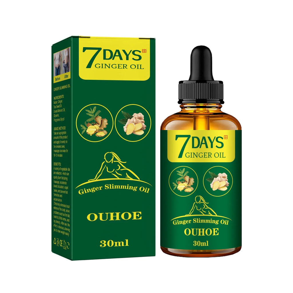 30ml bottle of ginger body shaping essential oil for thigh firming and muscle slimming