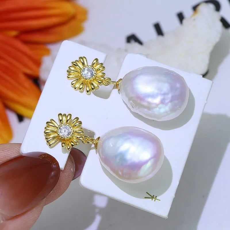 Baroque S925 sterling silver floral earring frames in gold and silver colour options