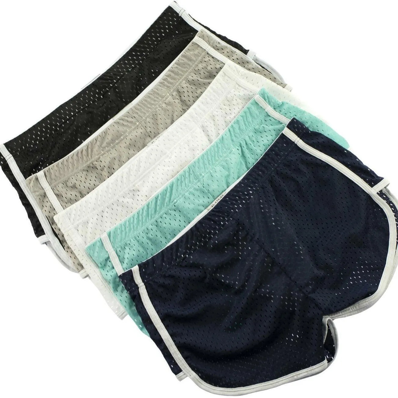 Men's breathable cotton blend three-point boxer shorts in black, shown flat.