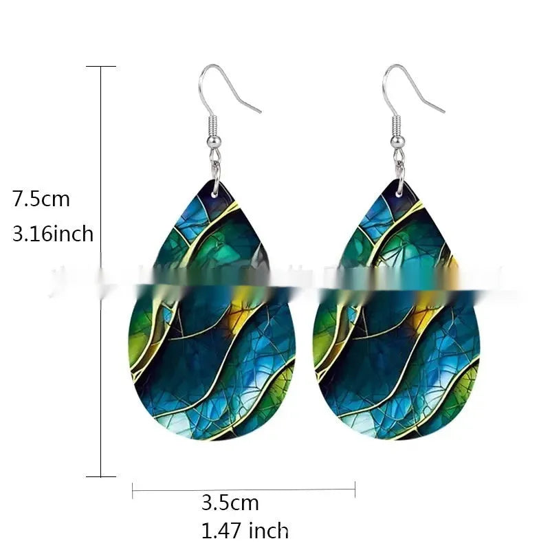Acrylic flat branch knot drop earrings with printed details and contemporary design