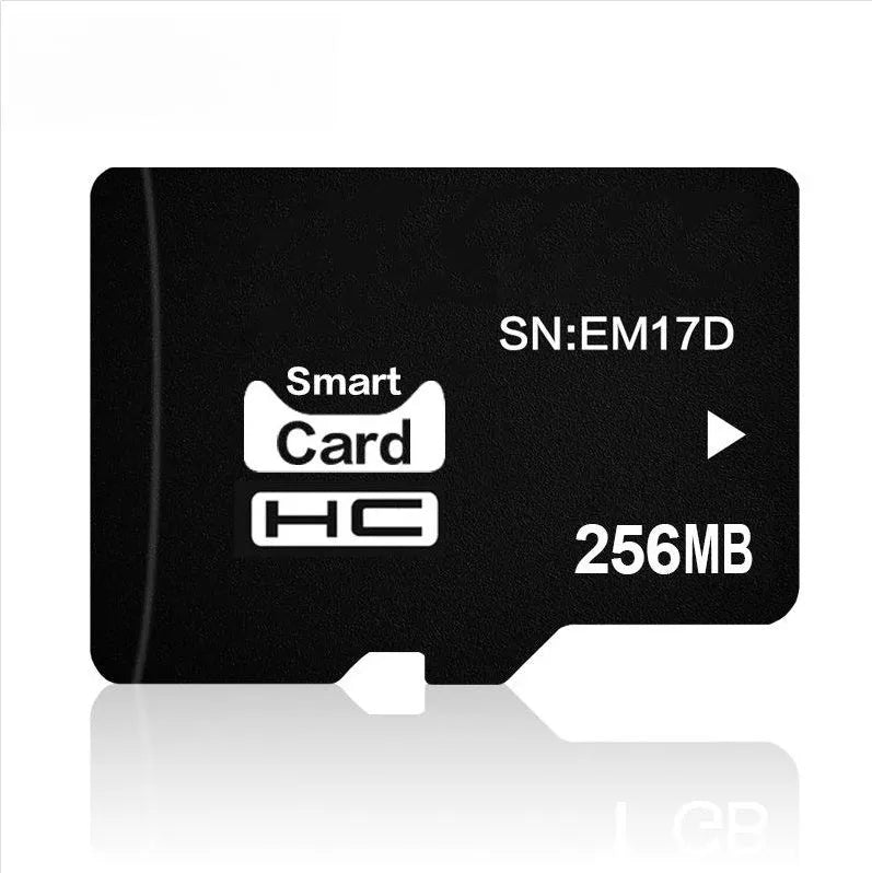 256MB TF memory card with compact dimensions in gift-ready packaging