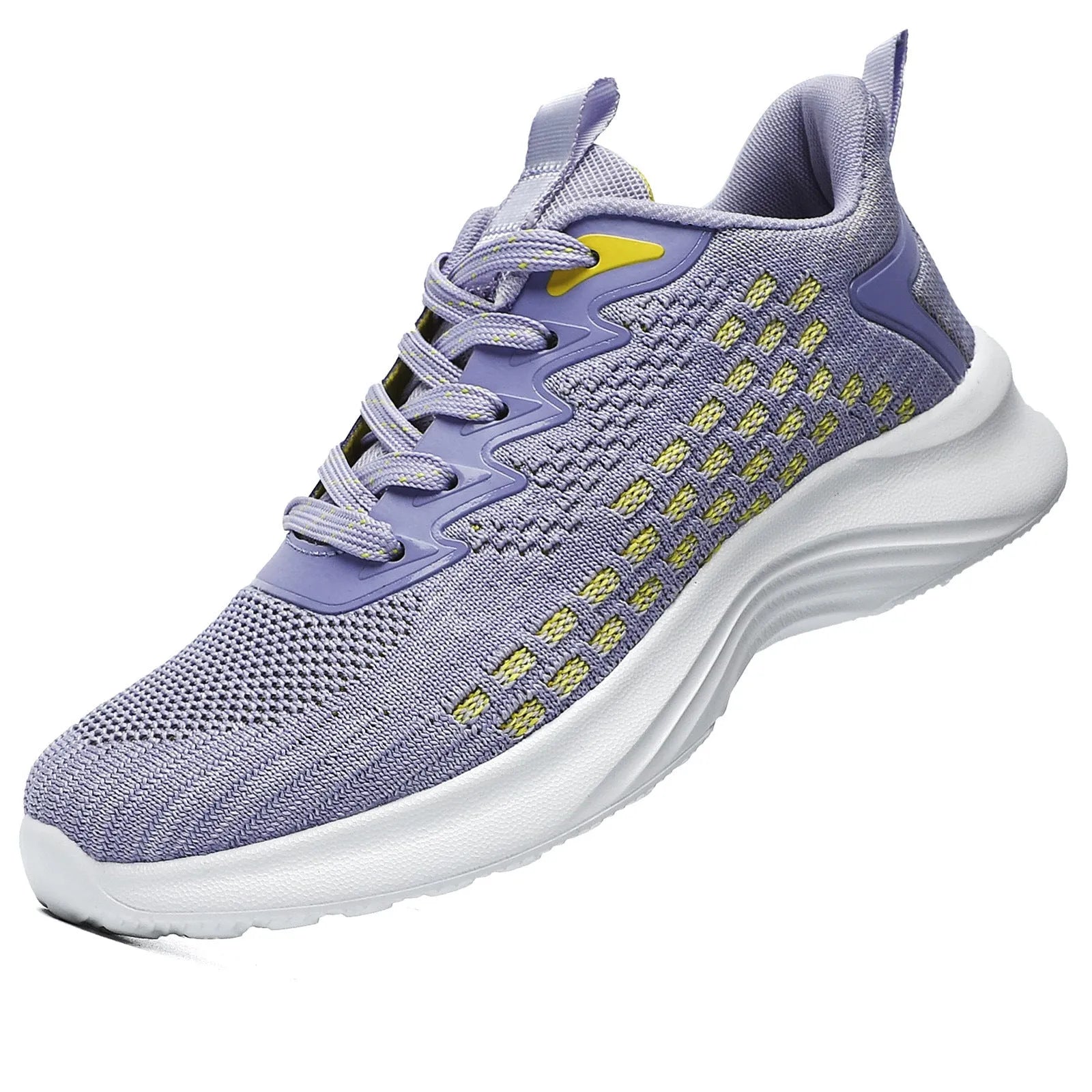 Women's lavender purple Flyknit running shoes with mesh lining and EVA sole for jogging