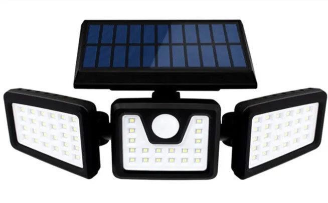Three head rotating 360 degree solar wall light for outdoor courtyard with 112LED SMD 60W IP65 waterproof