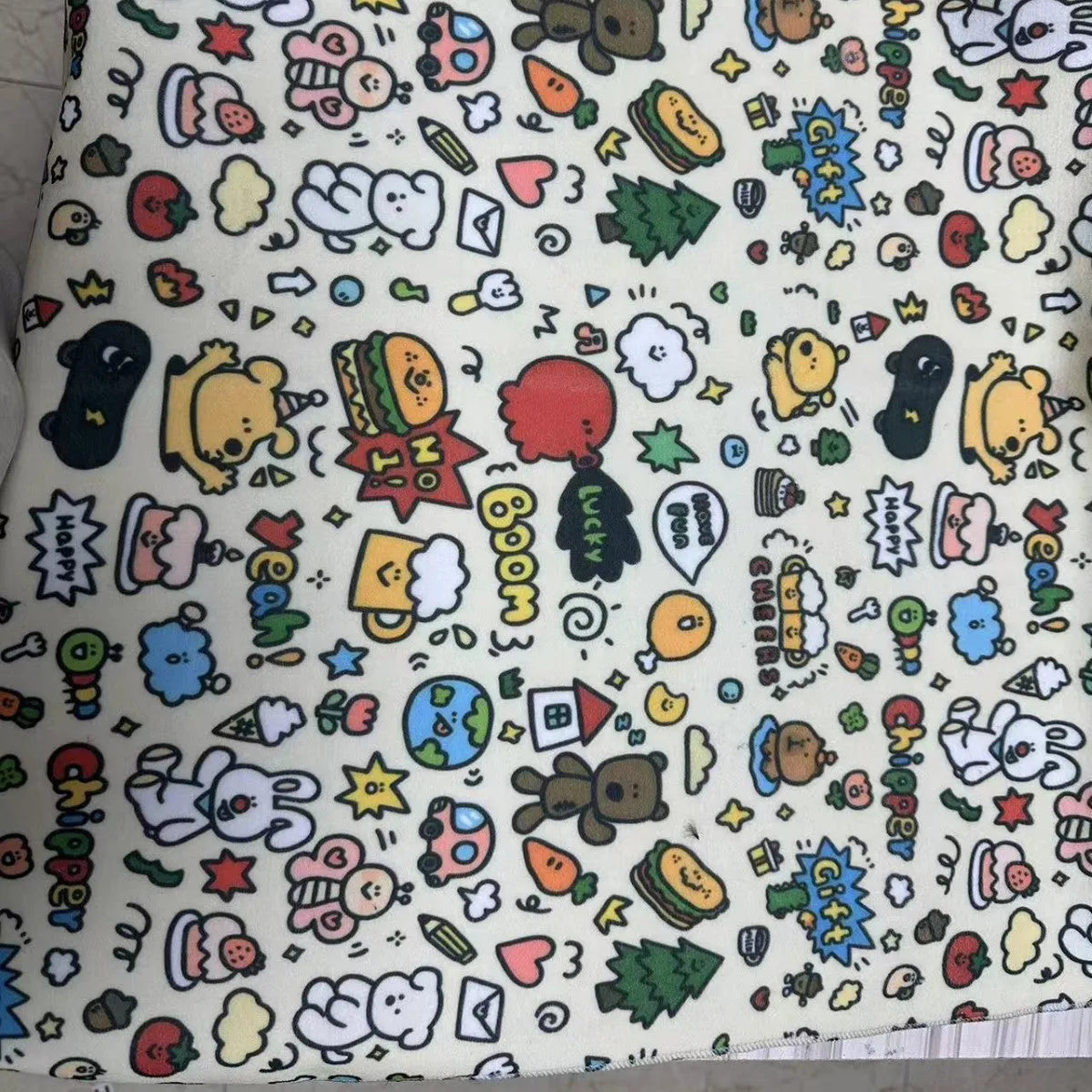 Printed cartoon cat design cloth cosmetic bag in multiple colours with zippered closure