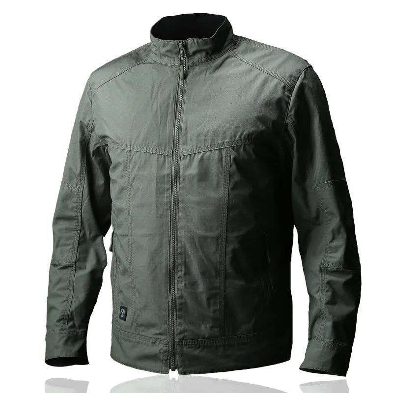 Men's tactical camouflage jacket coat in polyester fabric with plaid pattern design