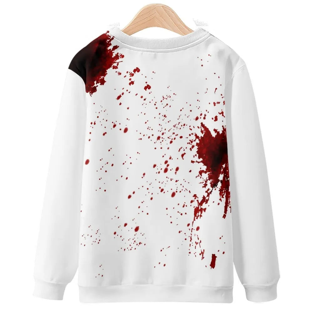 Men's round neck sweater with Halloween 3D print, polyester, colour 1-4T29, sizes XXS to 4XL