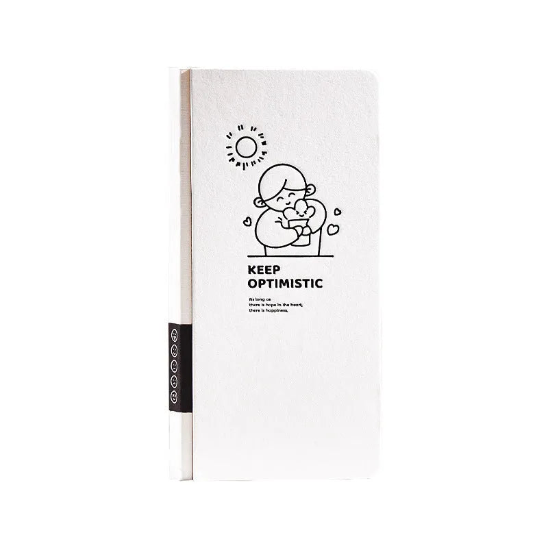 Children's paper notebook with mesh cover and plaid pages, showing sticker accessories