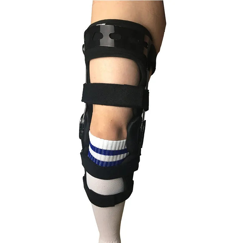 Black anterior ligament knee supporter showing sandwich construction materials.