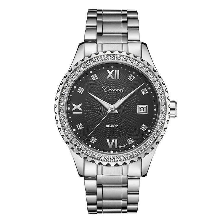 Fashionmonger men's automatic watch with luminous hands on gold or silver metal case.