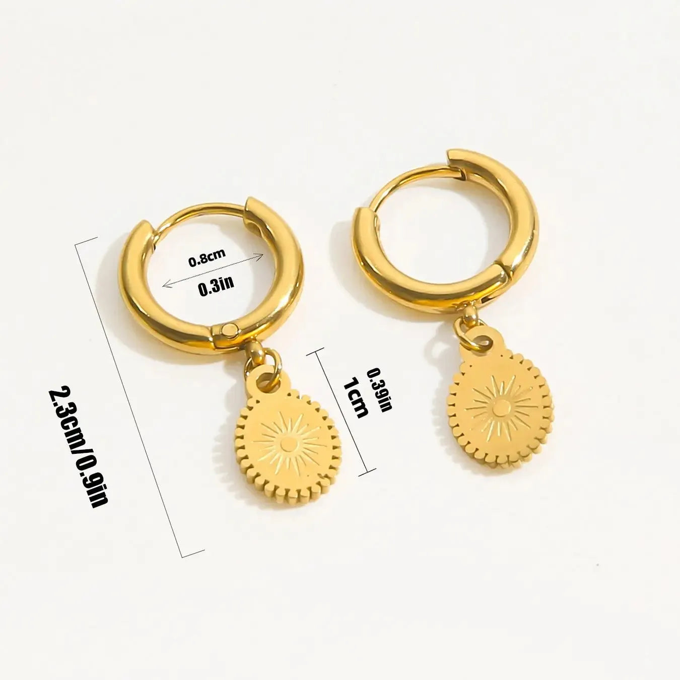 Women's geometric ellipse earrings in stainless steel with non-fading finish