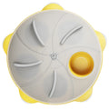Yellow cat snack bowl puzzle plate with compartments for kibble and treats