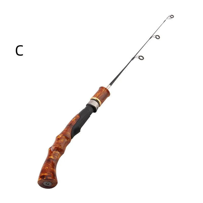 FRP ice fishing pole with comfortable grip, 40cm length, straight handle