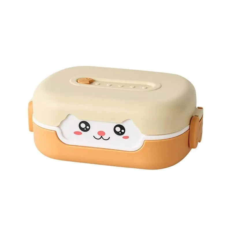 Children's microwave-safe divided plastic lunch box in square design with 301-500ml capacity
