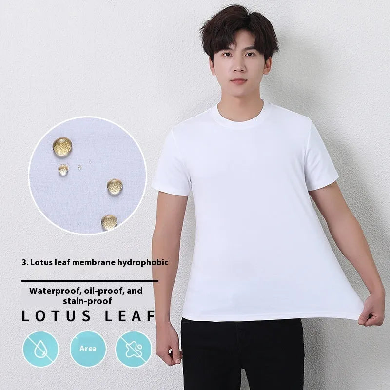 Men's plain long-staple cotton short sleeve T-shirt in white with regular fit
