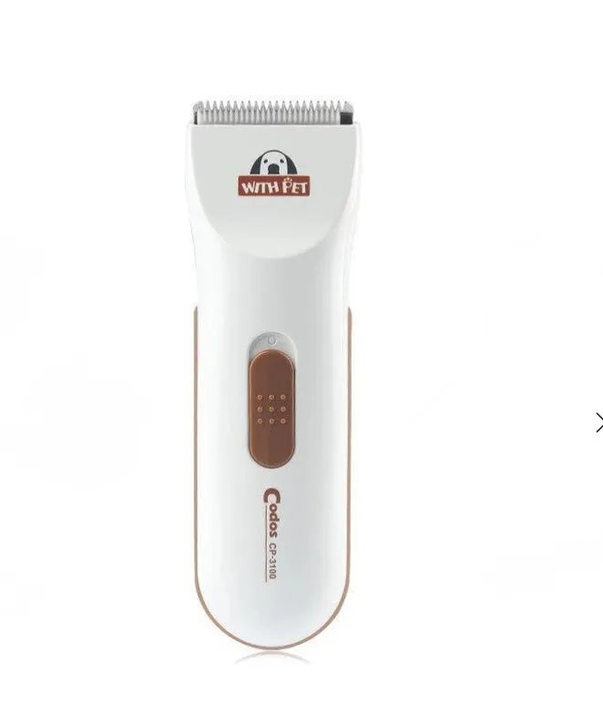 White pet hair clipper with ceramic blade for grooming dogs and cats