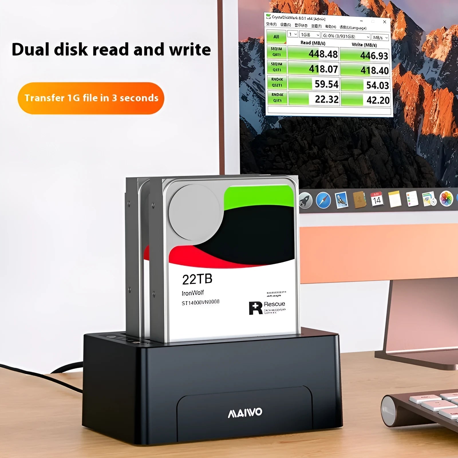 K3082 dual-disk SATA hard disk dock with ABS plastic housing, 152x109x62mm, for 2.5 and 3.5-inch drives