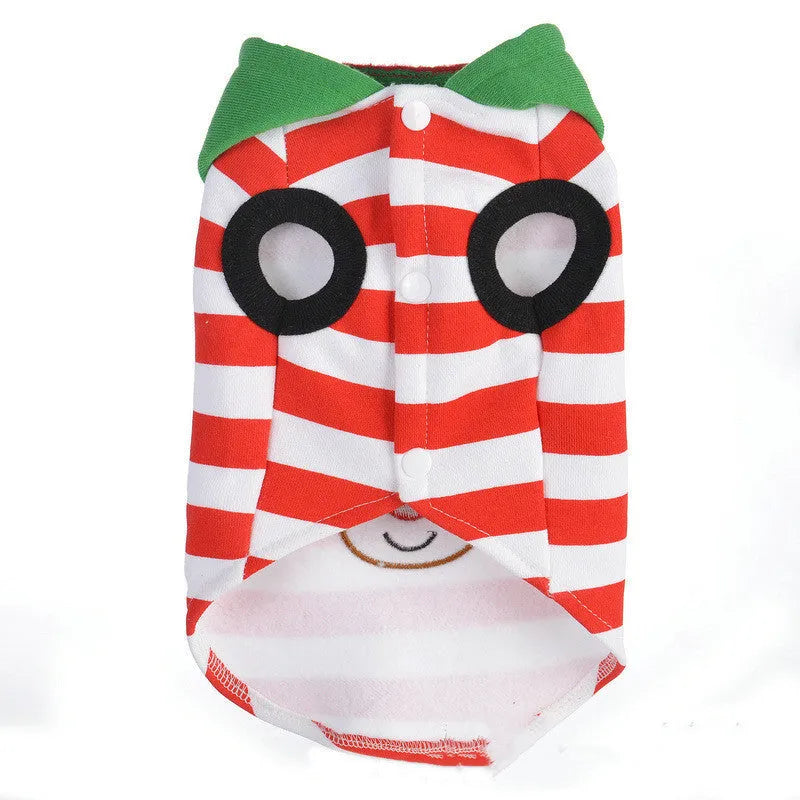 Christmas transformed elk dress dog jacket made from cotton for small dogs sizes 8-16 with hood
