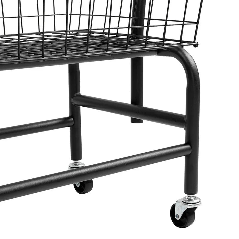 Single rod iron pulley storage car in white colour with clothes hanger