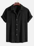 Men's loose-fit beachwear shirt in cotton linen blend fabric, short sleeve cardigan style