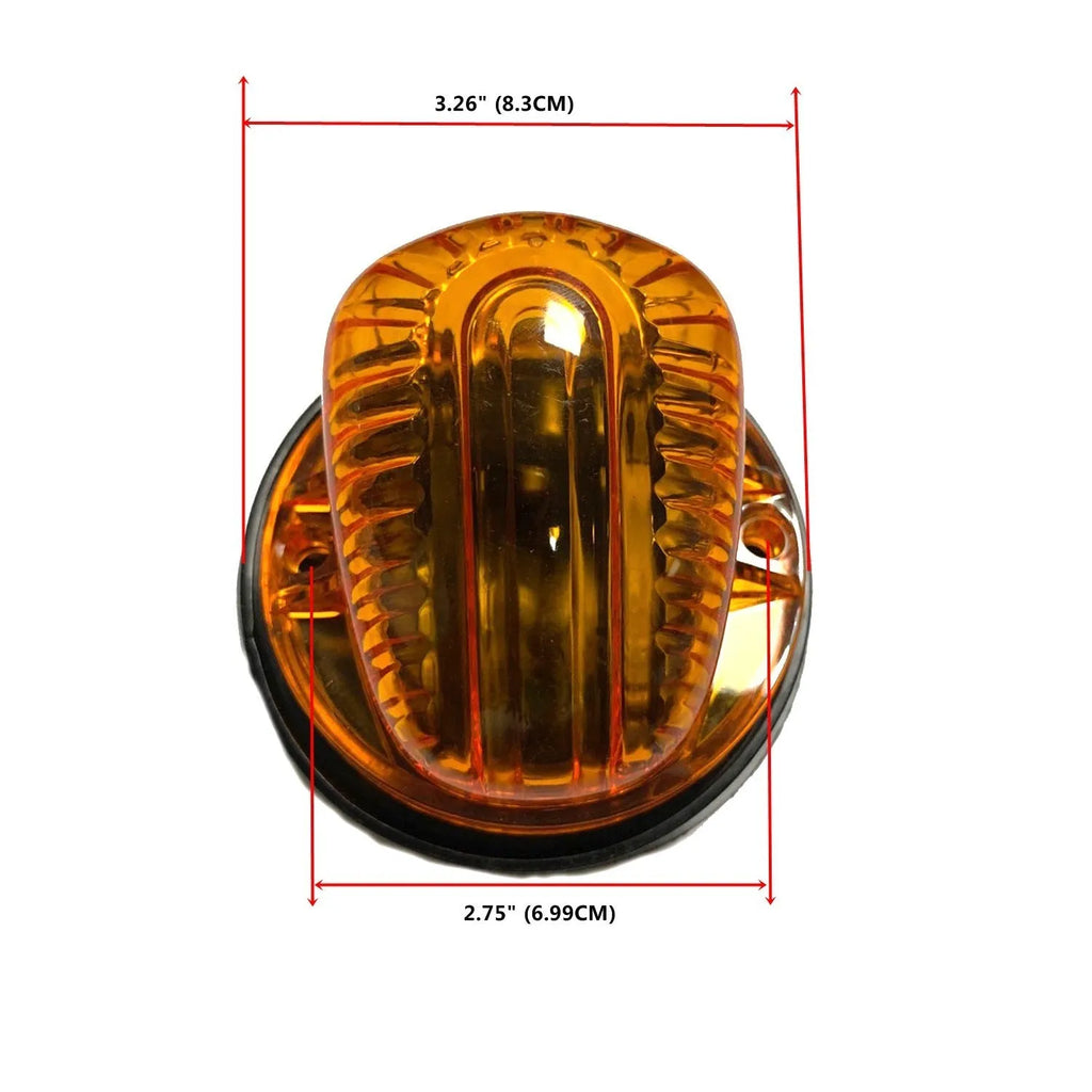 LED roof cab light with yellow lampshade, 12V operation, 83mm dimension, includes T10 bulbs and mounting hardware