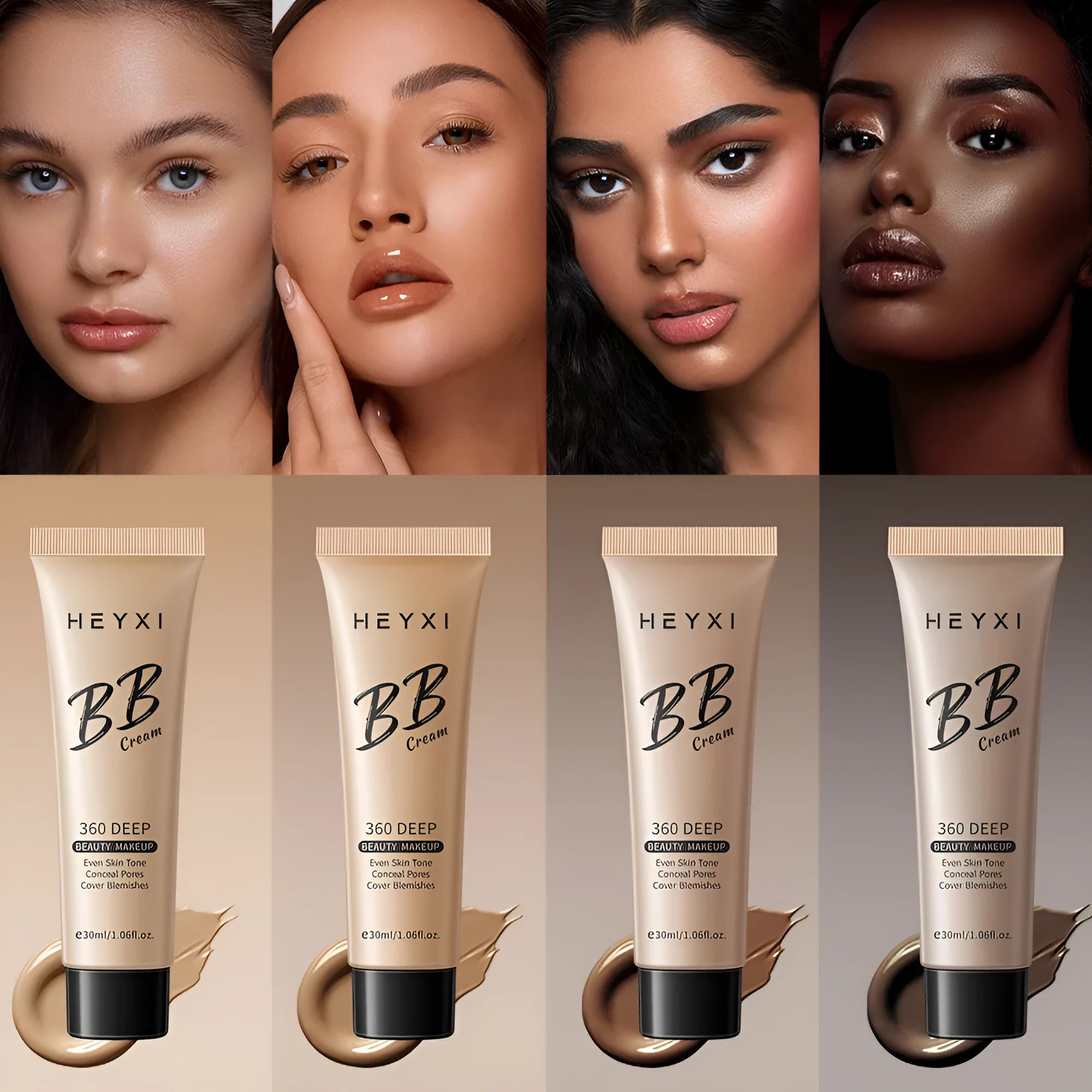 Waterproof sweat-proof BB cream in four colour shades for general skin types