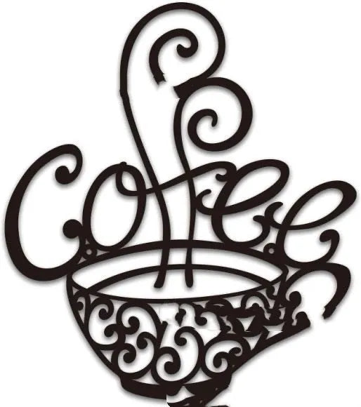 Black wrought iron English letters silhouette wall decoration, 26cm by 28cm.