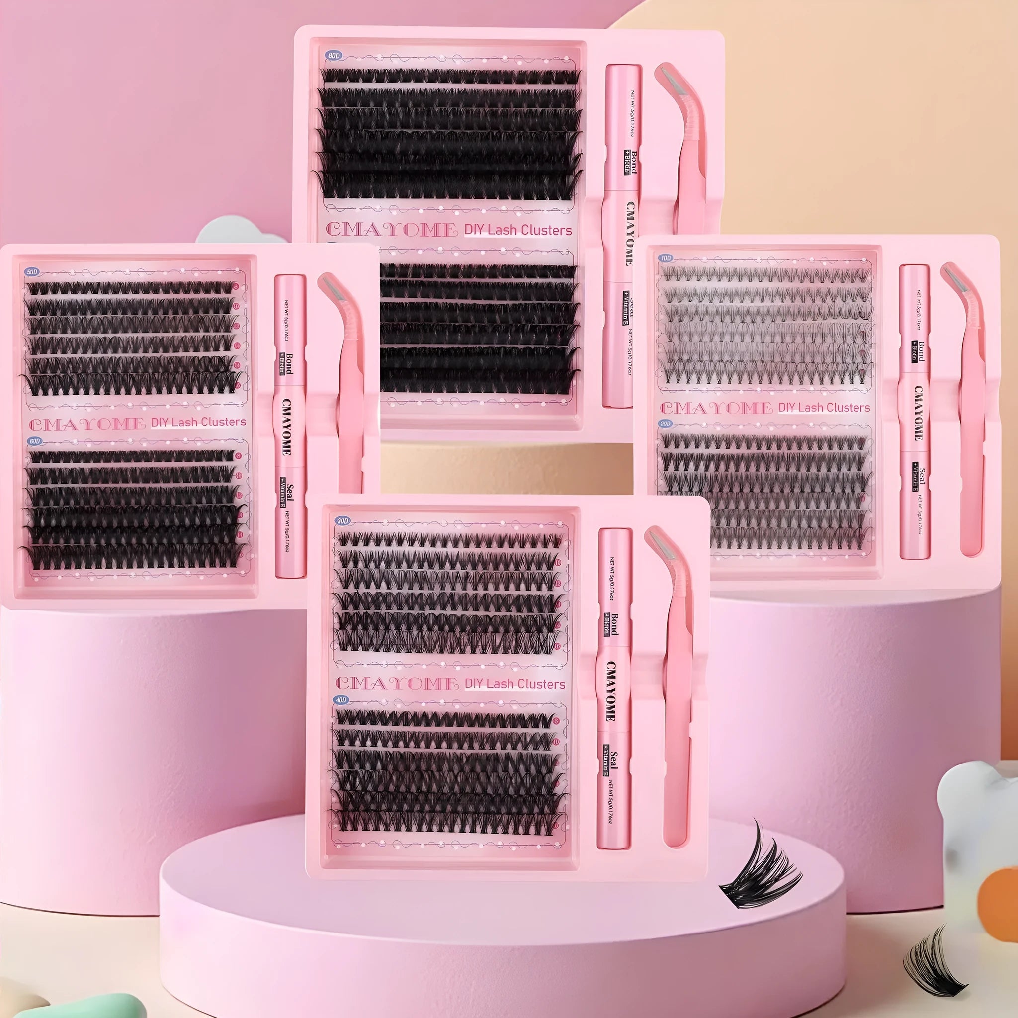 DIY individual false eyelash clusters for natural-looking lash extensions