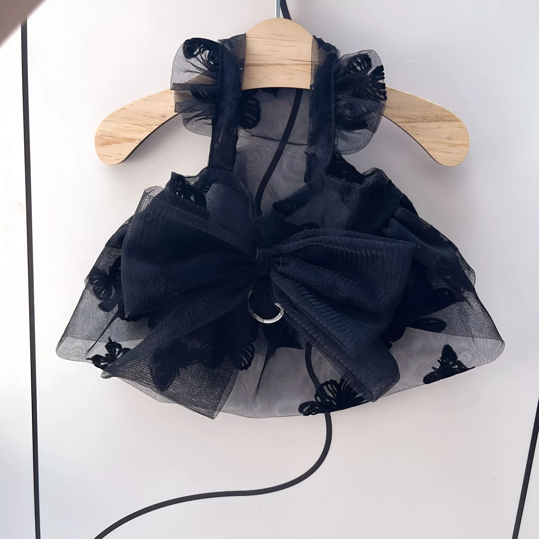 Black gauze princess tulle skirt for small dogs and cats as pet costume clothing