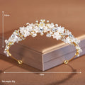 Alloy pearl crown headdress with electroplated gold finish and European styling