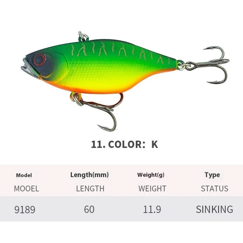 60mm 11.9g long-range submerged biomimetic fishing bait in multiple colour options
