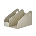 Plastic desktop storage box with two grid shelves in milk coffee colour