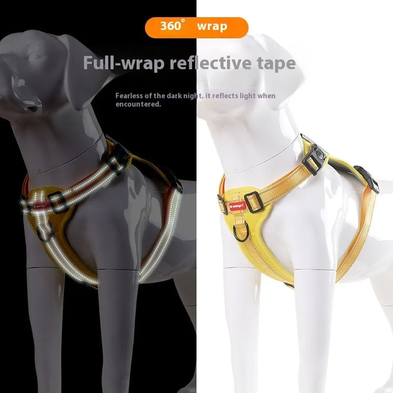 Polyester dog chest harness traction rope in multiple colours with adjustable sizing