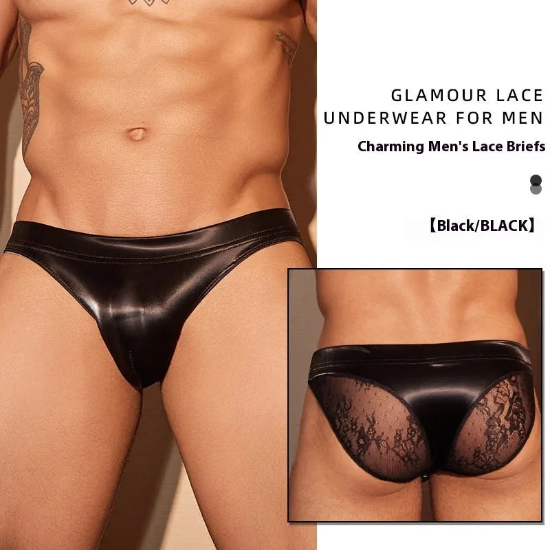 Men's shark skin lace briefs in black and white colours with free size fit