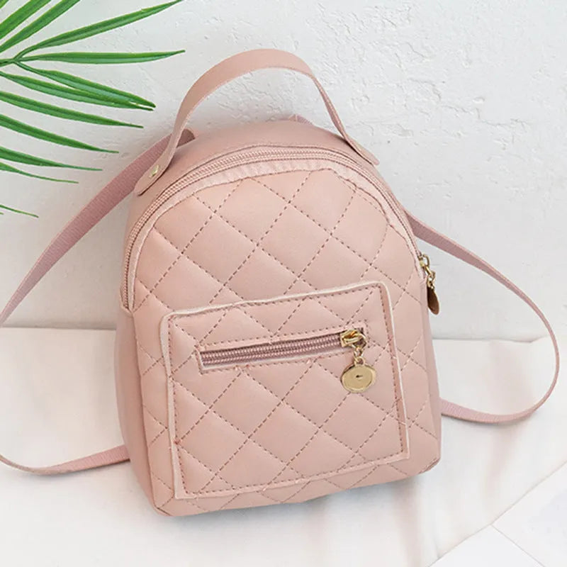 Korean style girls' embroidered backpack in vertical square shape with hard case construction
