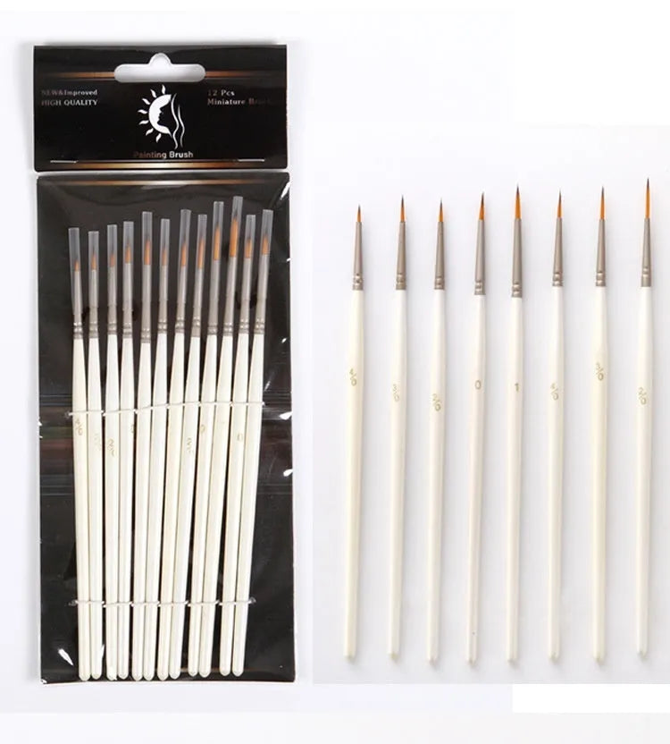 12 fluorescent marker pens with nylon wool brush tips and solid wood pen holders for watercolour and painting