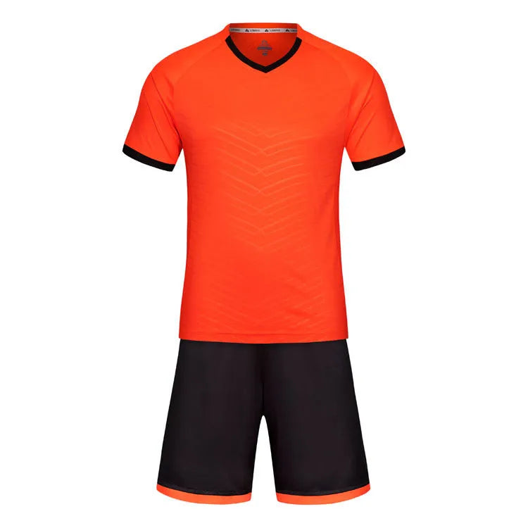 Children football shirt suit in chemical fibre blended fabric, blue colour, front view