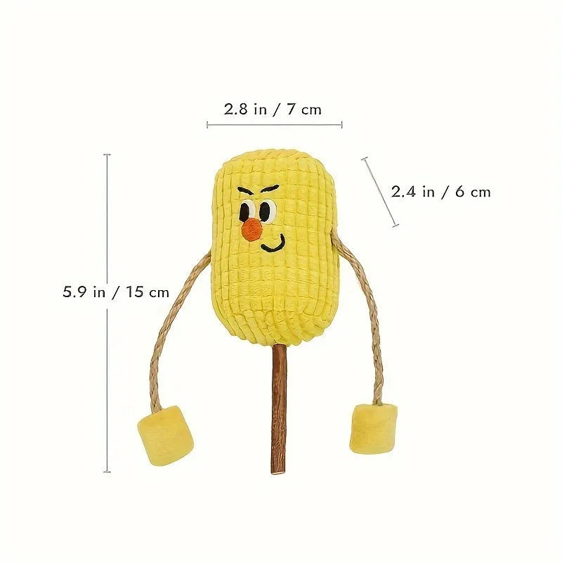Corn cob shaped cat toy made from natural polio wood with catnip infusion for dental cleaning