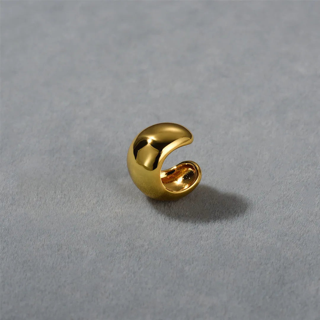 Women's brass plated 18K real gold metal spherical earrings in gold colour on copper base