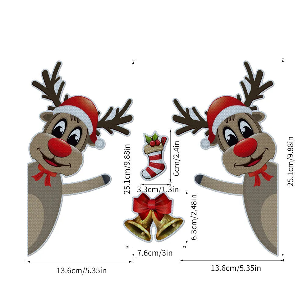 Christmas elk bell cartoon design magnetic bumper stickers with luminous reflective properties