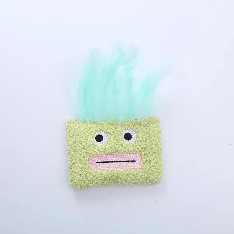 Big mouth explosion head shaped catnip plush toy in blue, green, orange, or purple colour