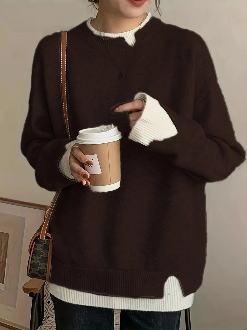Women's grey round neck soft chenille sweater with spandex stretch, available in sizes 0XL to 5XL