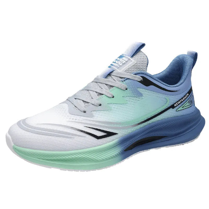 Men's low-top casual shoes in grey-green with a woven mesh upper and a rubber platform sole.