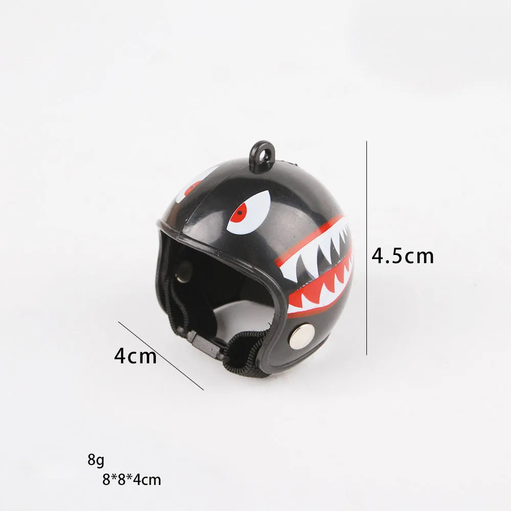 Small adjustable plastic helmet for chickens and birds with elastic bands and sponge lining