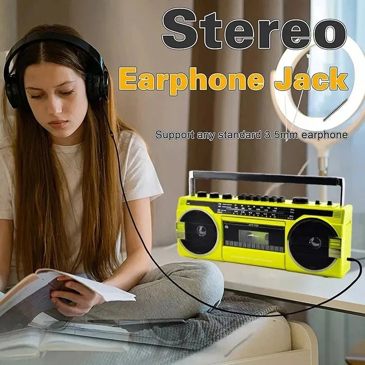 Antique high-power four band recorder manual mono radio with USB interface in blue colour, 35x11x13cm