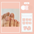 Fashion Personality toe nail stickers in skin tone colour with adhesive glue bottle.